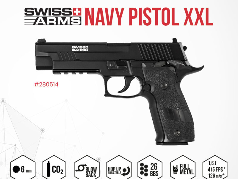 SA Navy Pistol XXL Co2 Metal 6mm Mobile Slide 15BBs E=1J - Image 2